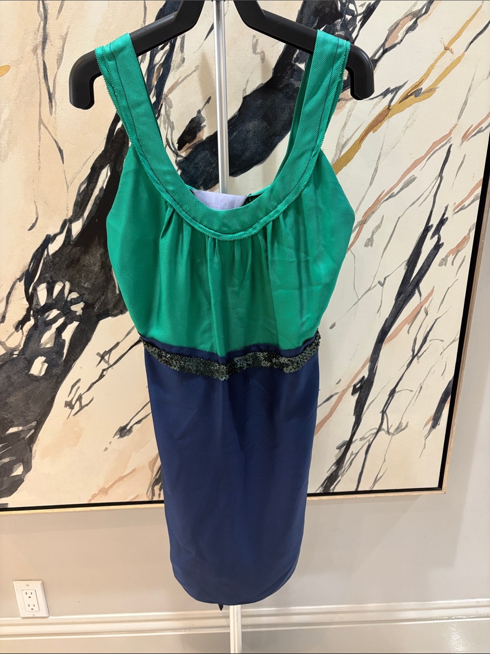 Vera Wang Teal and Navy Sheath Dress